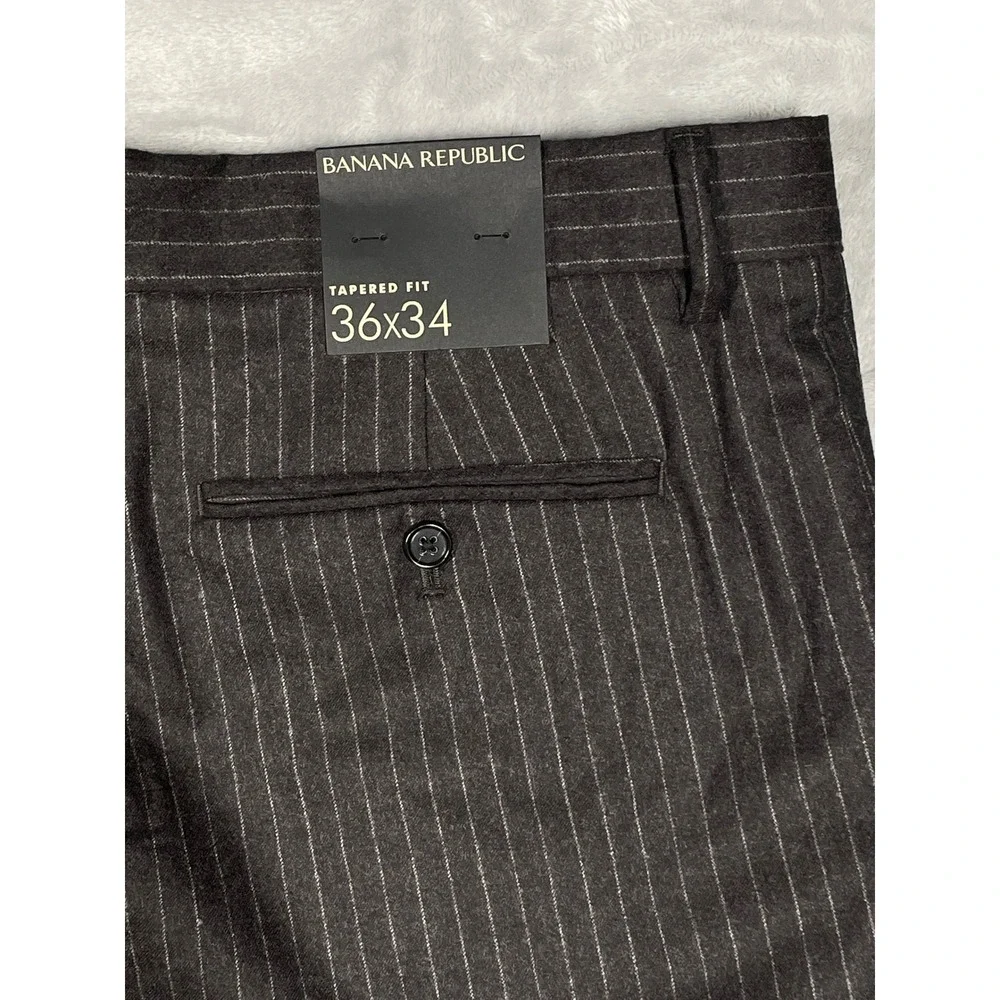 Banana Republic Mens 36x34 Tapered Fit Italian Wool Pinstripe Dress Pants NWT